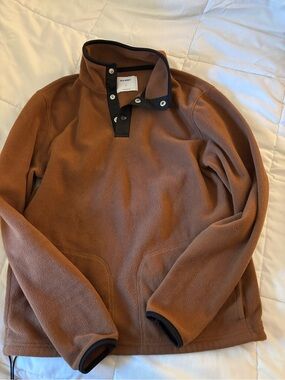 Old Navy Men's Tan Snap-Button Fleece Pullover